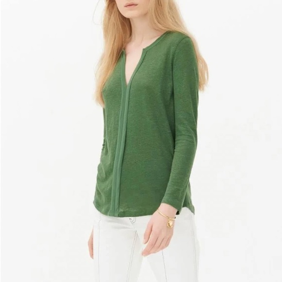 Sandro Trilce Linen and Silk Green Blouse - Picture 1 of 6